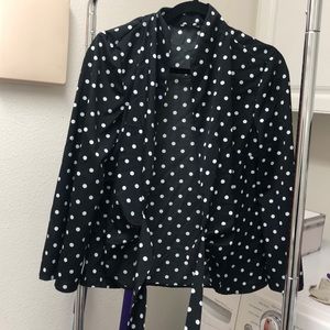 Black pocka dot wrap around top